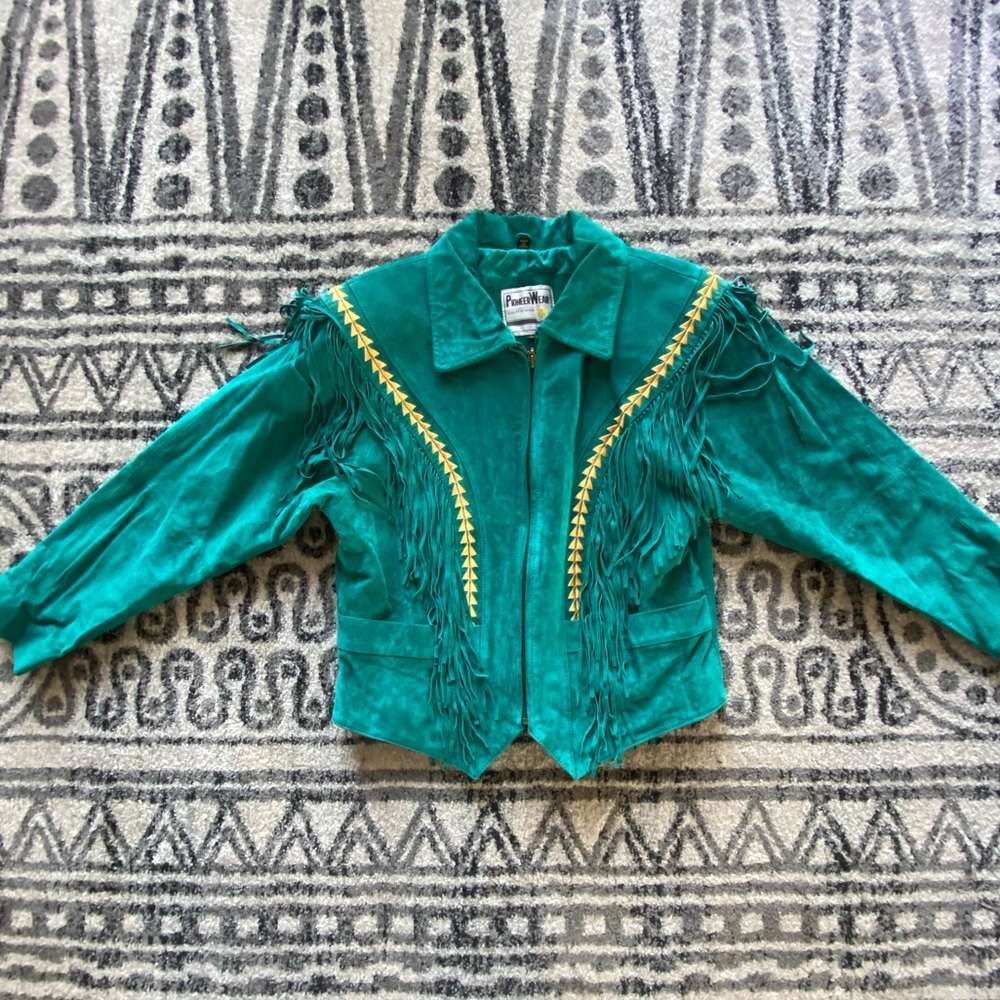 Vintage Turquoise & Gold fringe Jacket!